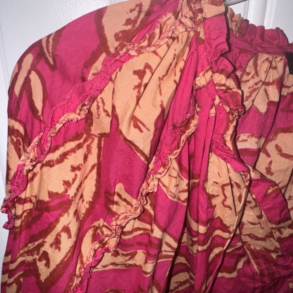 Pink & Orange Floral Blouse by Calligraphie - Size Medium - Picture 3 of 7
